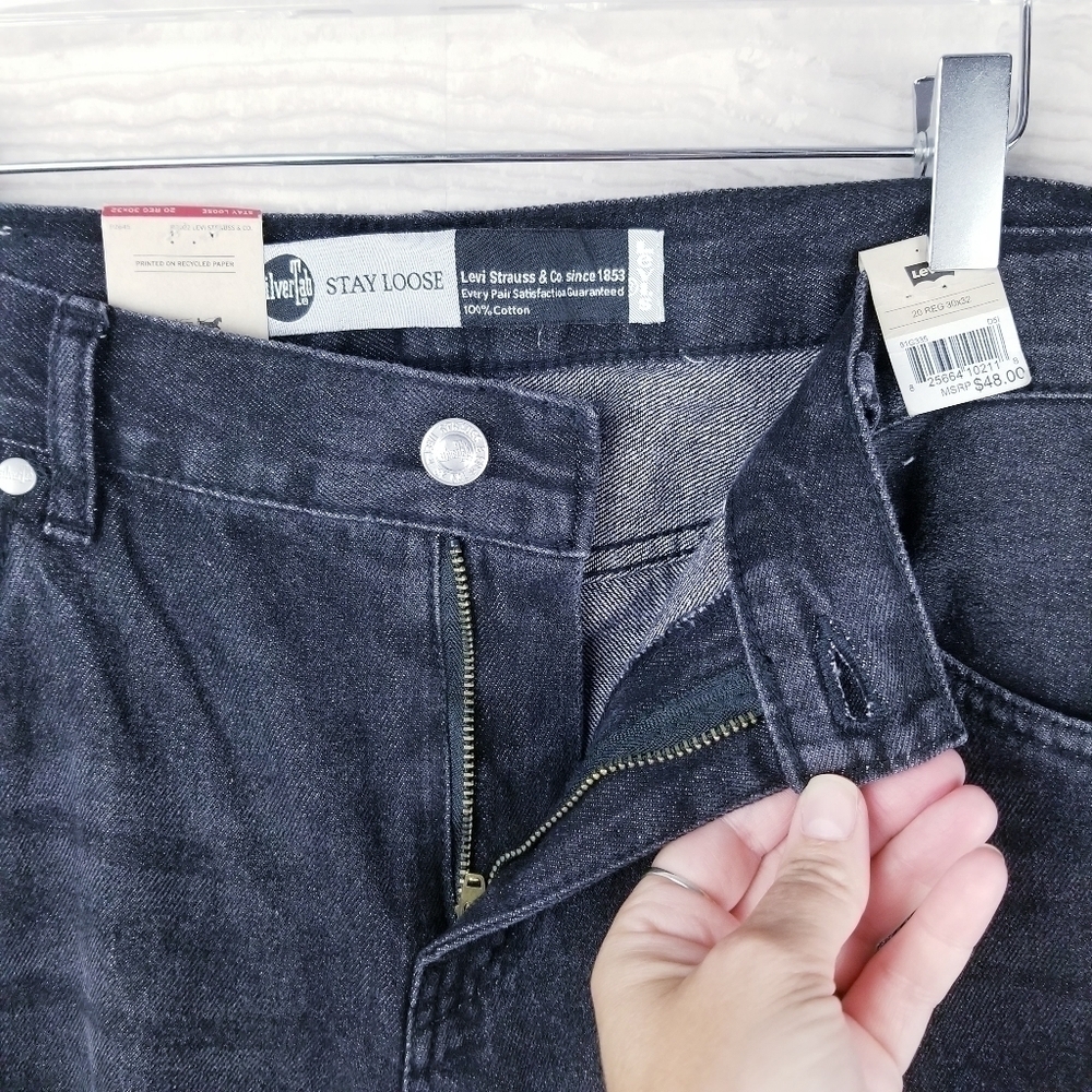 Levi's SilverTab 91G335 Stay Loose Straight Leg Black Jeans NWT - Picture 8 of 10
